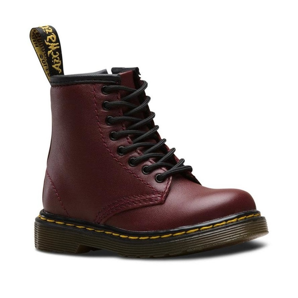 Dr. Martens Toddler 1460 Leather Lace Up Boots in Cherry Red Softy size 9